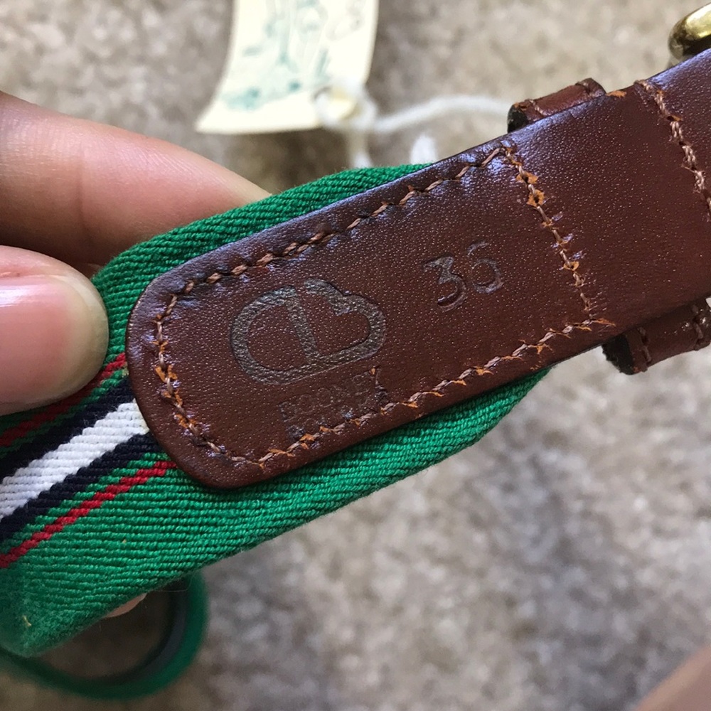 Dooney & Bourke Brown Leather Kelly Green belt - Picture 3 of 9